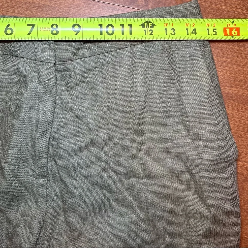 H&M linen blend ankle pants, olive green size 6